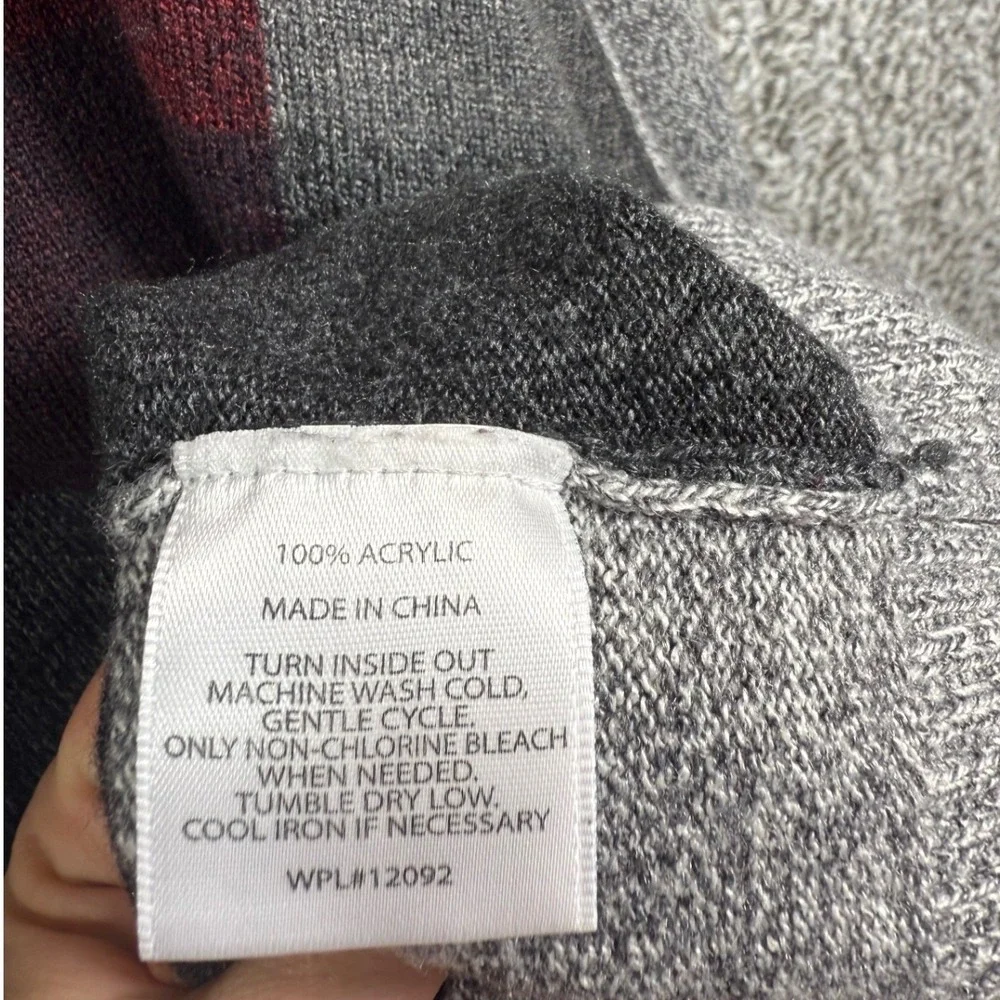 Haggar Mens Sweater Gray Crew Neck Long Sleeve Color Block Acrylic‎ Size XL